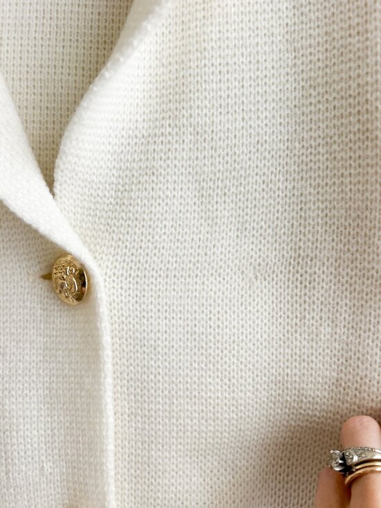 VINTAGE 60s Lilly of California Cream Knit Double Breasted Lady Jacket Blazer - Picture 11 of 13